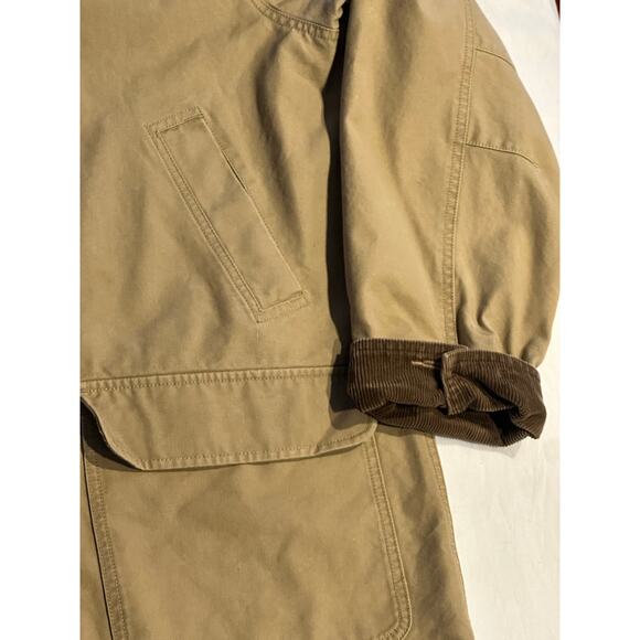 LL Bean Barn Field Coat Flannel Lined Beige w/ Corduroy Trim Womens Large Reg - Picture 8 of 8